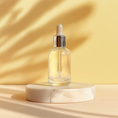 Naklejka premium A clear glass cosmetic bottle with a dropper