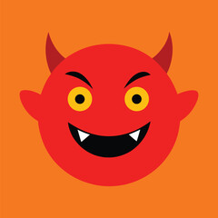 Mischievous Devil Emoticon with Red Horns
