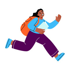 A flat style illustration showing a late student