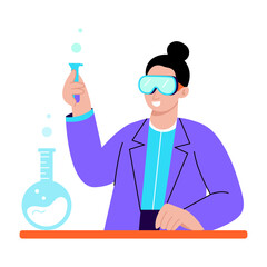 A flat style illustration showing science lab