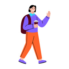 A flat style illustration showing a happy student