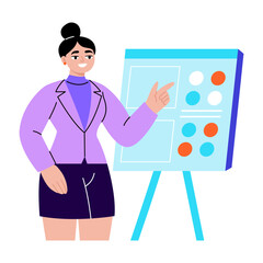 A flat style illustration showing training session