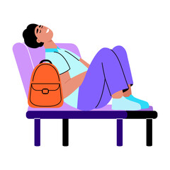 A flat style illustration showing a student relaxing