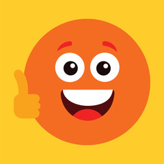 Cheerful Emoticon Giving Thumbs Up