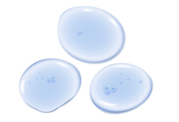 round drops of serum gel texture cosmetic productson a white background top view