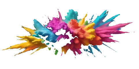 Colorful watercolor paint splashes create an artistic texture