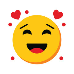 Romantic Emoticon Surrounded by Hearts