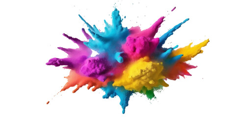 Colorful ink and paint splashes, blots, and splatters create an artistic watercolor design, perfect for vibrant, grunge, or abstract decorative elements and patterns