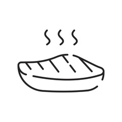 Fast food flat line icon. Burger, fast snacks, sandwich, french fries, hot dog, mexican burrito, pizza vector illustrations.  Thin signs for restaurant menu.