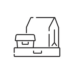 Fast food flat line icon. Burger, fast snacks, sandwich, french fries, hot dog, mexican burrito, pizza vector illustrations.  Thin signs for restaurant menu.