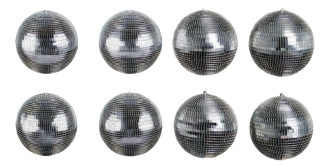 Collection of vintage disco balls for festive celebration decor, Isolated on Transparent, white background