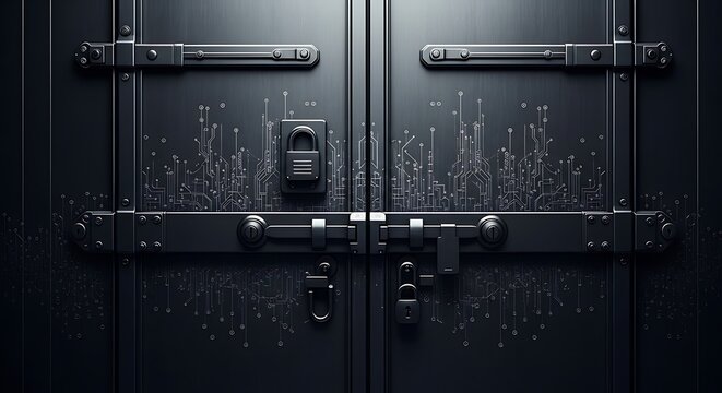 Secure Data Vault Digital Fortress Concept Illustration