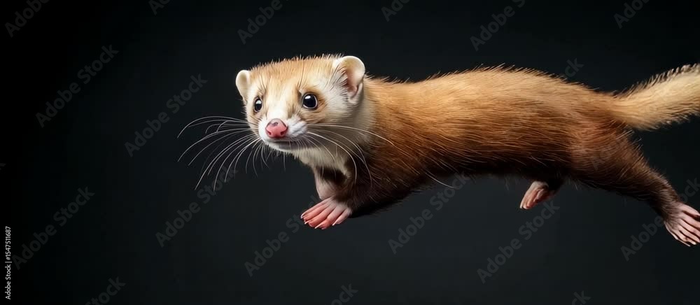 Poster animated ferret leaping in motion captures dynamic stride and energy