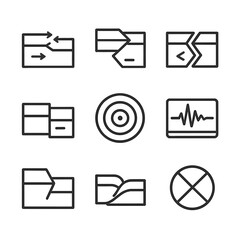 Geological Fault Icons. Outline icon set of geological fault lines: transform fault, subduction boundary, divergent crack,