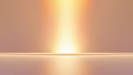 Minimalist, warm-toned background seamlessly repeatable in horizontal direction, featuring soft glowing shades that intensify toward the light center, with a delicate gradient from orange to yellow, e