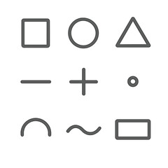 Obraz premium Minimalistic Icon Collection. Isometric Flat icon set of minimalistic shapes: minimal square, minimal circle, minimal triangle,