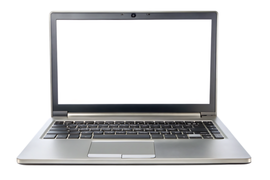 Sleek Modern Laptop Computer with Blank Screen -  Perfect for Mockups and Technology Presentations