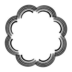 墨で描いたモコモコの丸いフレームのベクターイラスト