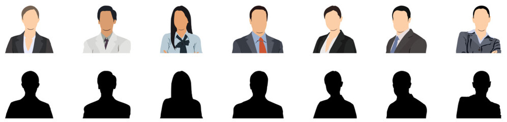 Set of business people avatars. Collection of portraits of men and women, office workers and colleagues. Vector illustration