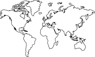 Fototapeta premium Simple World Map Outline