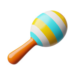 Mexican maracas 3D plastic style vector icon, render musical instrument, bright musical rattle, Hispanic rumba shaker