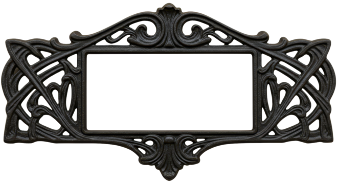 Isolated Black Art Nouveau Ornamental Frame Border Vector Graphic Resource