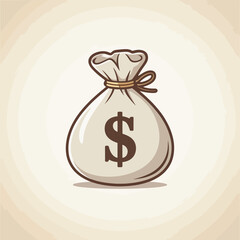 Cartoon Illustration of a Money Bag with Dollar Sign