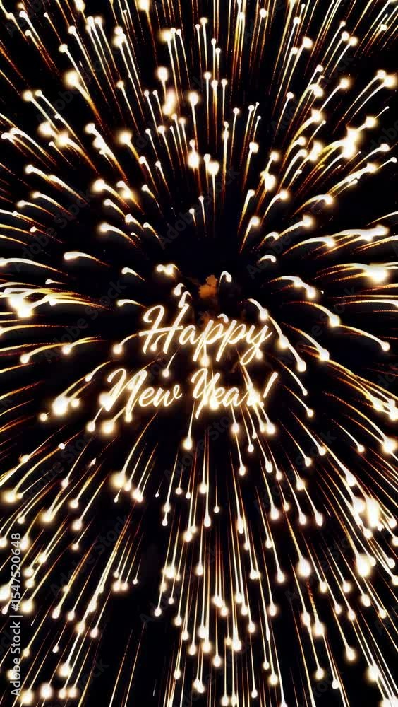 Poster fireworks display with happy new year text