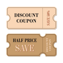 Retro discount vouchers isolated on a white background. Vector illustration