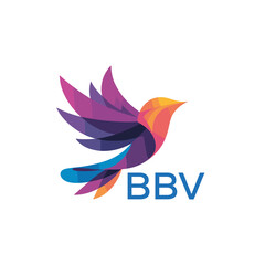 BBV Colorful Abstract Bird Logo Design – BBV Later Logo, Modern Geometric Flying Bird with BBV Text on White Background.
