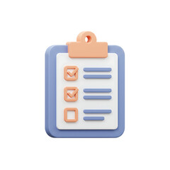 3D Clipboard with Checklist: Two Items Checked for Task Management
