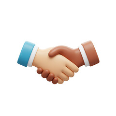 3D Cartoon Handshake of Diverse Hands on Blue Background Image
