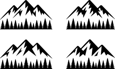 Mountain and Pine Tree Landscape Silhouette