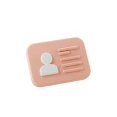3D ID Card Icon on Soft Peach Background with White Details