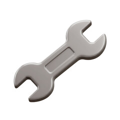 3D Metallic Wrench Icon Impressed into a Smooth Surface