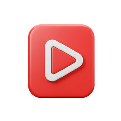 3D Red Rounded Square Button with White Plus Sign Image