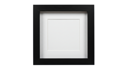 Square black frame with white border isolated PNG with Transparent Background