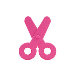 Bright Pink Stylized 3D Graphic of Open Scissors on Black Background