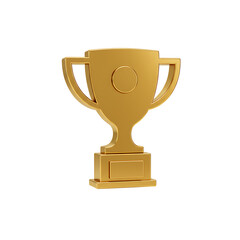 3D Rendering of a Shiny Golden Trophy on Black Background