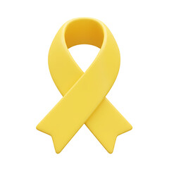 Bright yellow 3D awareness ribbon relief for social cause promotion