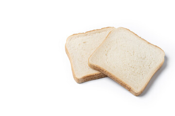 Sliced of White Bread isolated on white background. Copy space