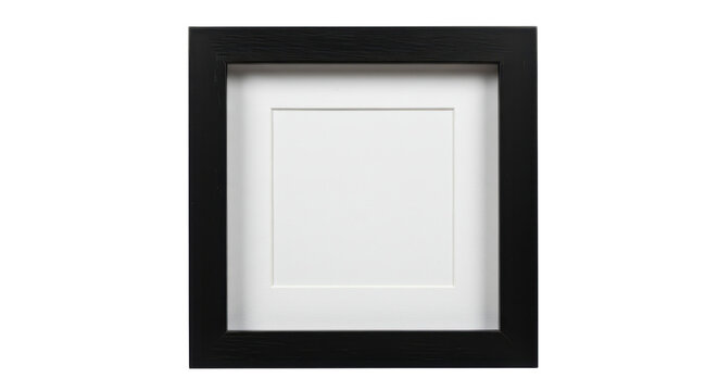 Square black frame with white border isolated PNG with Transparent Background