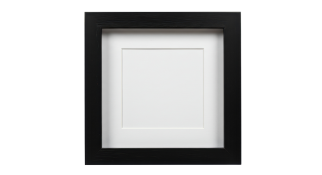 Square black frame with white border isolated PNG with Transparent Background