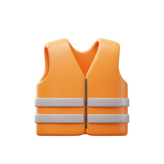 Clean 3D orange safety vest with white reflective stripes image