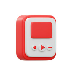 Clean 3D Red and White Music Player Icon Image