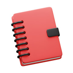 Detailed 3D Render of a Shiny Red Wirebound Notebook