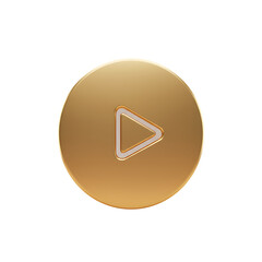 Glossy Gold Circle Play Button Icon with White Center