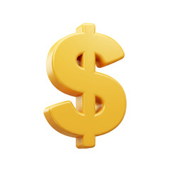Glossy golden dollar sign stands out on a solid background