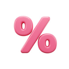 Pink 3D Percentage Sign on Black Background