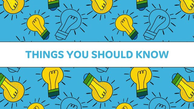 Things You Should Know Bulb Sketches Blue Orange Texture Pattern Text 